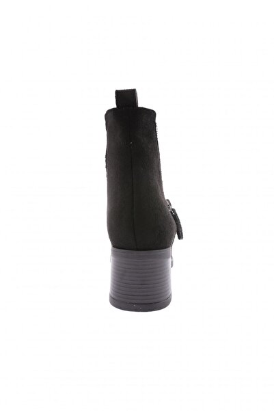 DGN Kadın Fermuarlı Topuklu Bot Siyah Süet 1011103275