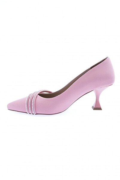 DGN Women's Row Silver Stone Pointed Toe Goblet Heeled Shoes Powder Scuba 43262821