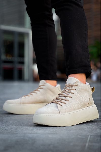 BOA Ανδρικές αθλητικές μπότες με ψηλή σόλα LE10 Lace-Up Εισαγόμενες Suede Cream