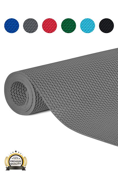 TBMPLASTİK Non-Slip Gray Star Mat Width:120cm
