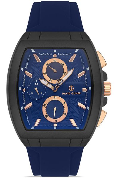 DAVID GUNER Gun Coated Blue Dial Men's Wristwatch Dg-8486Gd-Za3
