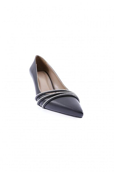 DGN Pantofi cu toc tip goblet cu vârf ascuțit, argintiu, negri 43262821