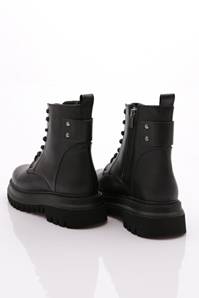 DGN Kalın Taban Bağcıklı Kadın Bot Siyah 381073138