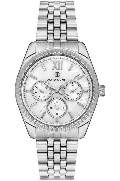 DAVID GUNER Women's Wristwatch Dg-8314La-A1 with Silver Coated White Dial