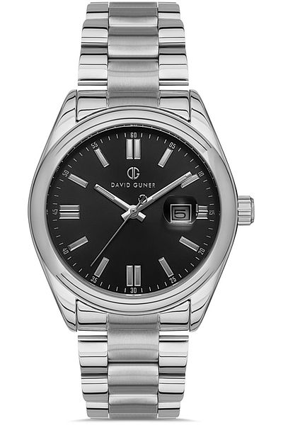 DAVID GUNER Men's Wristwatch Dg-8390Ga-A2 with Silver Coated Black Dial