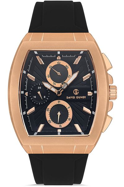 DAVID GUNER Rose Coated Black Dial Men's Watch Dg-8486Gd-R2
