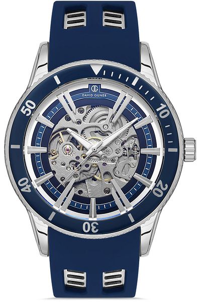 DAVID GUNER Men's Wristwatch with Silver Coated Blue Dial Dg-8619Gd-L1