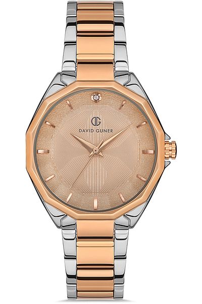 DAVID GUNER Rose White Coated Rose Dial Women's Watch Dg-8374La-E5