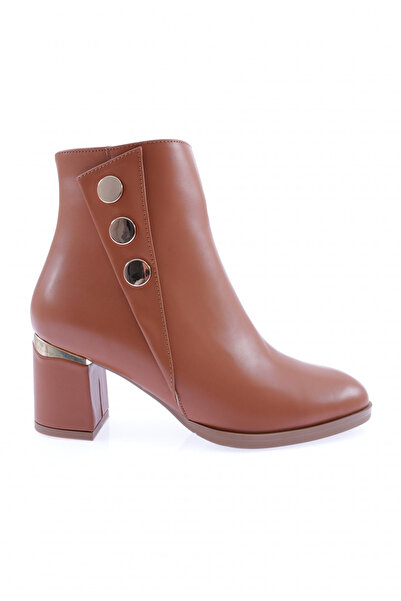 DGN Women's Row Buckle Side Zipper Heeled Boots Brown 5172534