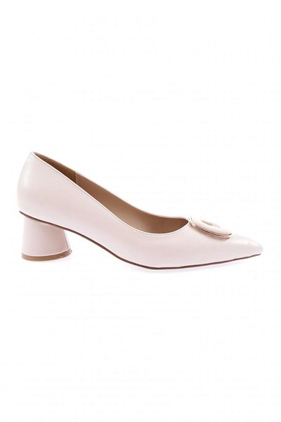 DGN Accesoriu metalic pentru damă, cu vârf ascuțit, pantofi cu toc scurt, ecru mat 54312821