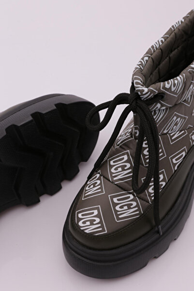 DGN Γυναικείες μπότες αλεξίπτωτου με χοντρή σόλα με λεπτομέρειες χακί 15299233118