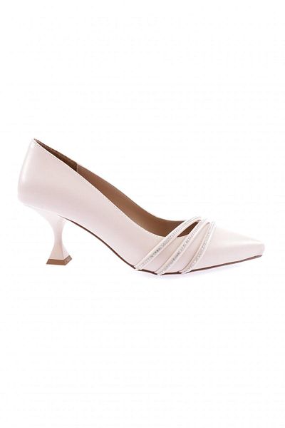 DGN Silver Stone Pointed Toe Women's Heeled Shoes - Ecru 43262821