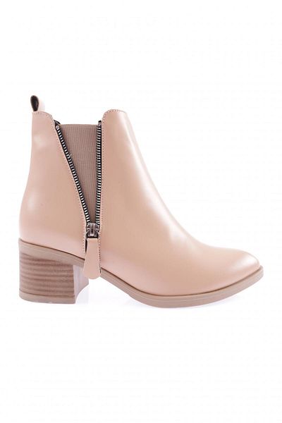 DGN Women's Zippered Heeled Boots Nude 1011103275