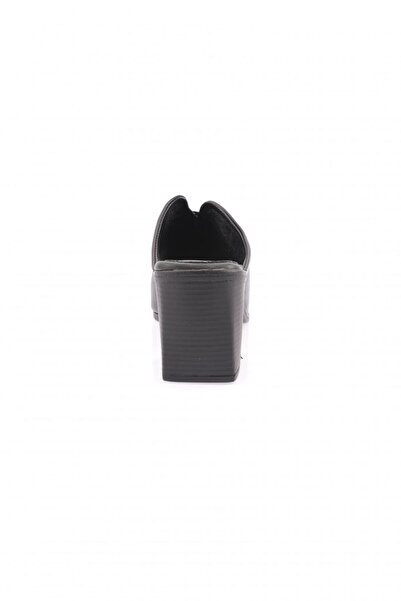 DGN Kadın Topuklu Terlik Siyah Hakiki Deri 65623335