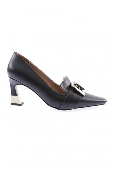 DGN Women's Goblet Heeled Shoes with Metal Accessories Black 41262821