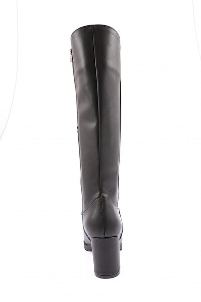 DGN Kadın Fermuarlı Topuklu Çizme Siyah 65123242