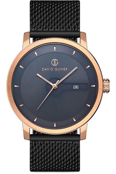 DAVID GUNER Rose Black Coated Black Dial Men's Watch Dg-8292Gc-R2