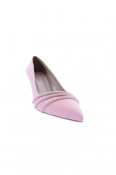 DGN Women's Row Silver Stone Pointed Toe Goblet Heeled Shoes Powder Scuba 43262821