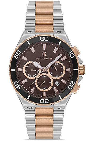 DAVID GUNER Erkek Kol Saati Kahverengi DG-8654GA-E6 Çelik Kordon Quartz Mekan...