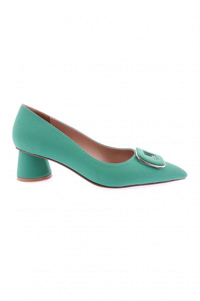 DGN Accesoriu metalic de damă cu vârf ascuțit pantofi groși cu toc scurt Green Scuba 54312821