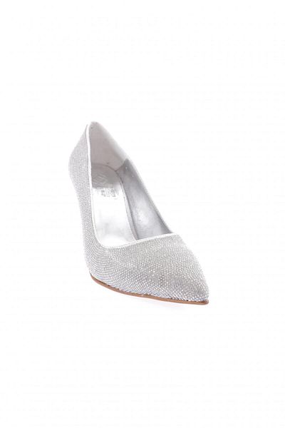 DGN Pantofi de seara de dama cu varf ascutit Crystal Stone din piele naturala argintiu 24213294