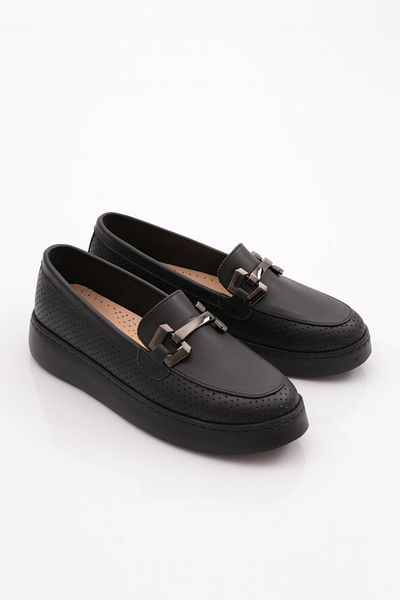 DGN Дамски обувки Laser Loafers с катарама, черни, 5332678