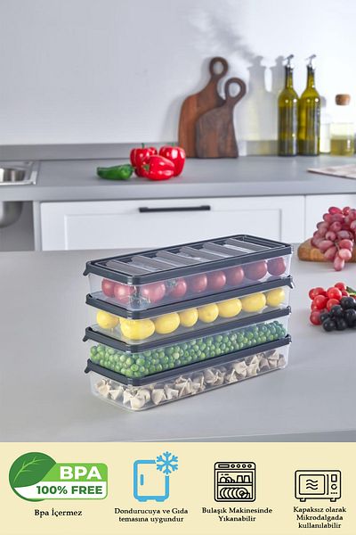 Alacarte 4 Pieces 1100 ml Refrigerator Freezer Organizer and Storage Container