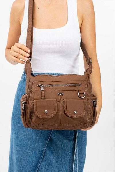 Baginn Geantă de umăr pentru femei Y.S.Leather - Crossbody, Vegan, 25*20 cm, Multi-buzunare