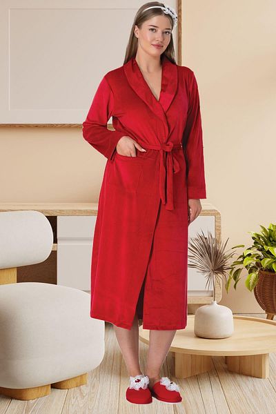 Mecit Pijama Mecit 5915 - ثوب نسائي أحمر مخملي فرنسي