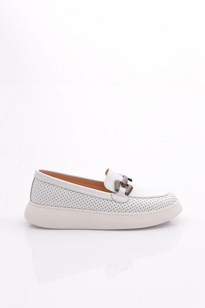 DGN Γυναικεία παπούτσια Loafer Laser με αγκράφα Λευκά 5332678