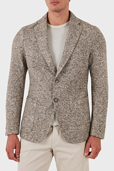 BOSS Pamuklu Yünlü Slim Fit Kırçıllı Mono Yaka Ceket Erkek CEKET 50528199 131