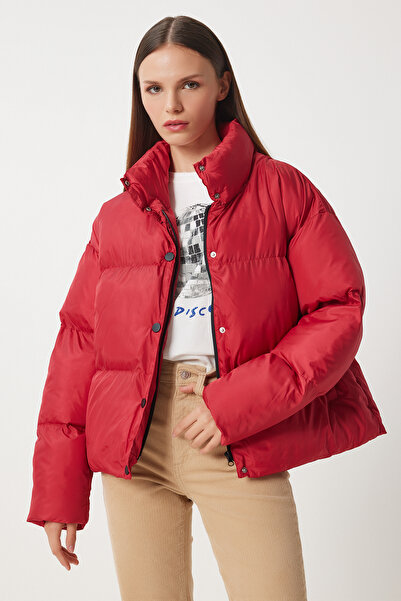 Lovelyİstanbul Red Stand Collar Puffer Jacket - Lri̇0001