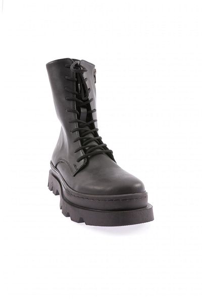 DGN 744-22k Schwarze Damen-Schnürstiefel mit Reißverschluss