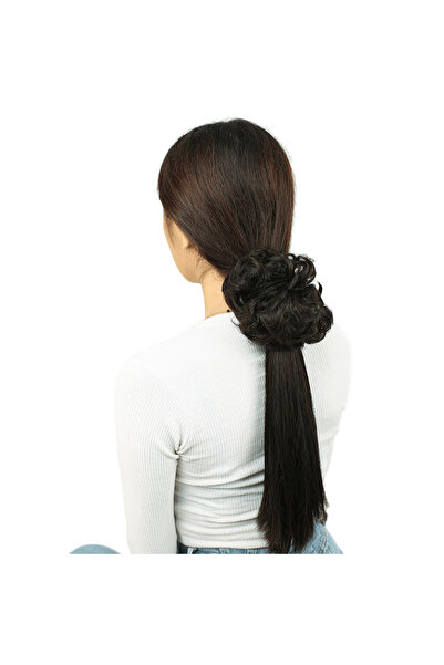 Marsilyan Ieg ™   Elastic Bun Hair Clip with Dense Hair - Brown
