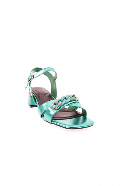 DGN Women's Twisted Accessory Low Heel Sandals Green Opening 46321033