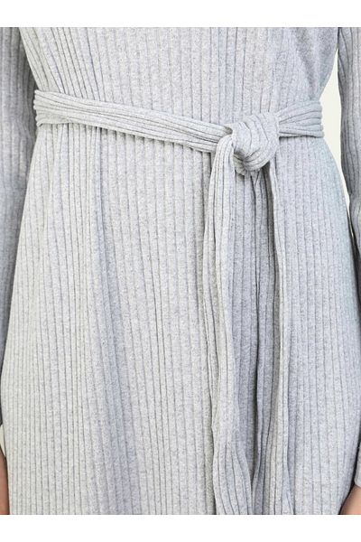Benin Basic Camisole with Belt Hijab Dress - Gray - Benin