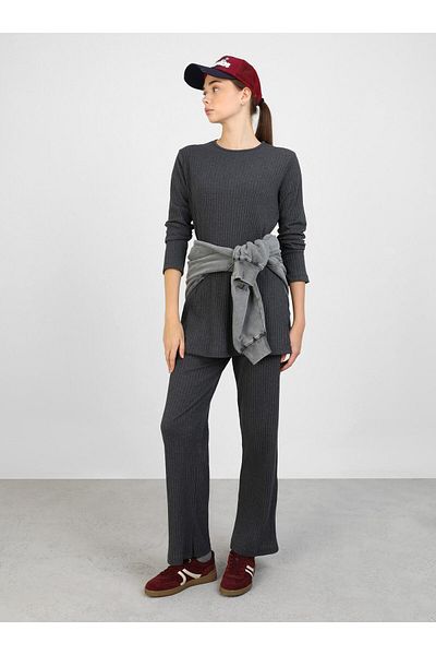 Benin Basic-Camisole-Tunika- und Hosen-Doppelset mit Gürtel – Anthrazit – Benin