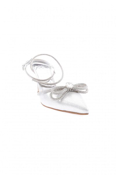 DGN Pantofi de rochie de seară cu șireturi de piatră argintie cu vârf ascuțit de damă, argintii 24193294