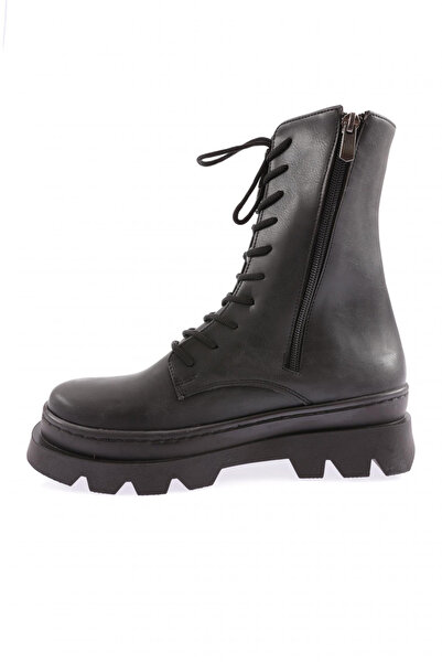 DGN Dámské šněrovací kozačky na zip černá kůže 8553232