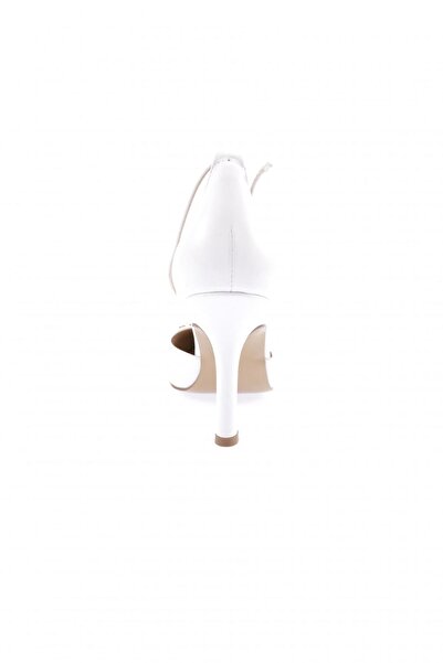 DGN Kadın Bilekten Bağlı Kristal Tokalı İnce Topuklu Ayakkabı Beyaz 31112821