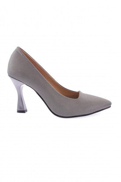 DGN Pantofi cu toc tip goblet pentru femei, din satin platină 24153294