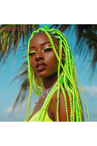 Carmella شعر صناعي مضفر إسبيرير 100 جرام. - أخضر نيون RSPRK34-ESRDNS