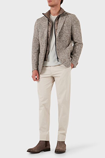 BOSS Pamuklu Yünlü Slim Fit Kırçıllı Mono Yaka Ceket Erkek CEKET 50528199 131
