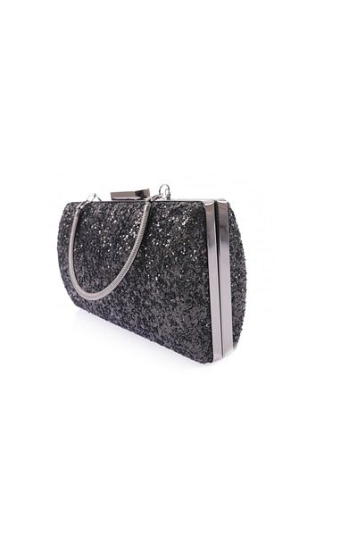 DGN Black Sequin Women's Evening Dress Clutch Bag