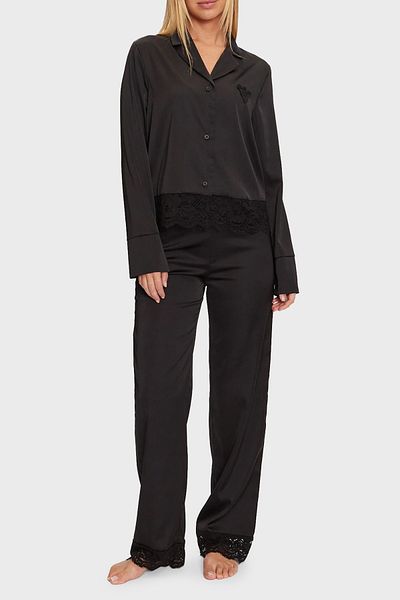 Guess High Waist Wide Leg Pajamas Set with Logo, Regular Fit O4Bx02Wefc2