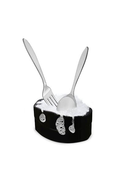 nuit dose Hygienic Fork Spoon Knife Washing Brush with Suction Cup - Double Brush