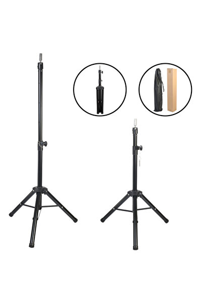 Marsilyan Kuaför Eğitim Mankeni İçin Metal Tripod - Siyah + Taşıma Çantası İE...