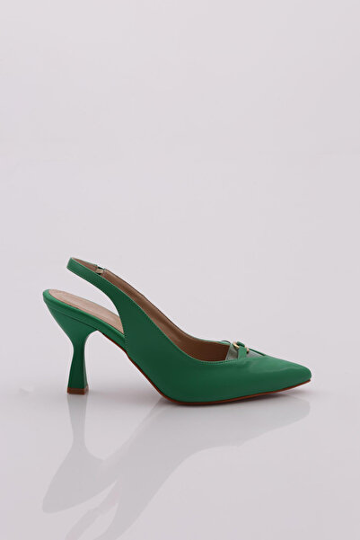 DGN Green Pointed Toe Women's High Heels with Transparent Accessories - 143286