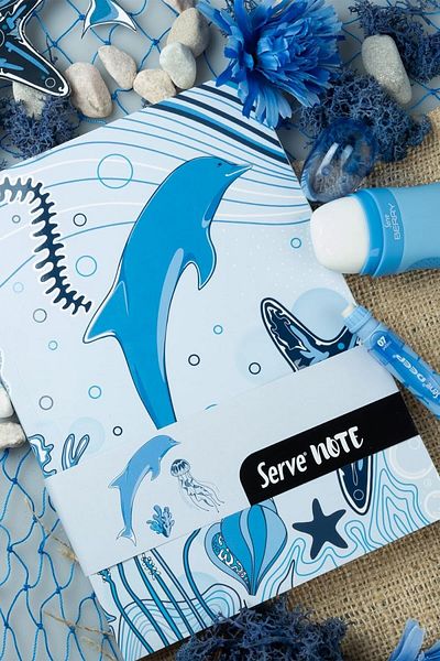 Serve ملاحظة 15x21cm 120yp çizgili Desenli Defter Gök Mavi