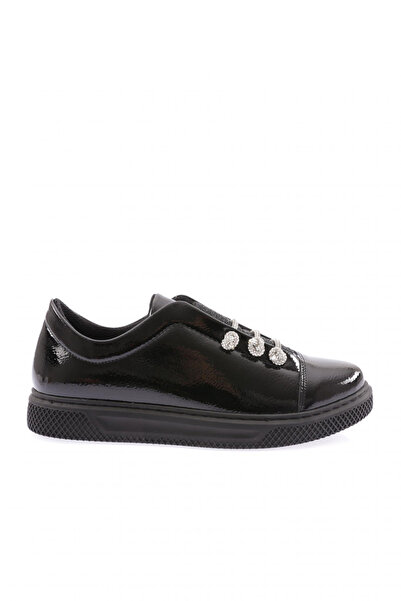 DGN Women's Silver Rope Accessory Sneaker Shoes Black Wrinkled 243121097
